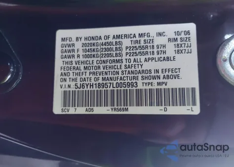 2007 Honda Element Sc from USA, damaged, VIN 5J6YH18957L005993